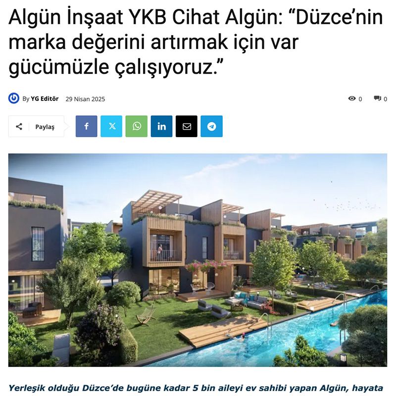 ALGÜN İNŞAAT YKB CİHAT ALGÜN: DÜZCE’NİN MARKA DEĞERİNİ ARTIRMAK İÇİN VAR GÜCÜMÜZLE ÇALIŞIYORUZ.