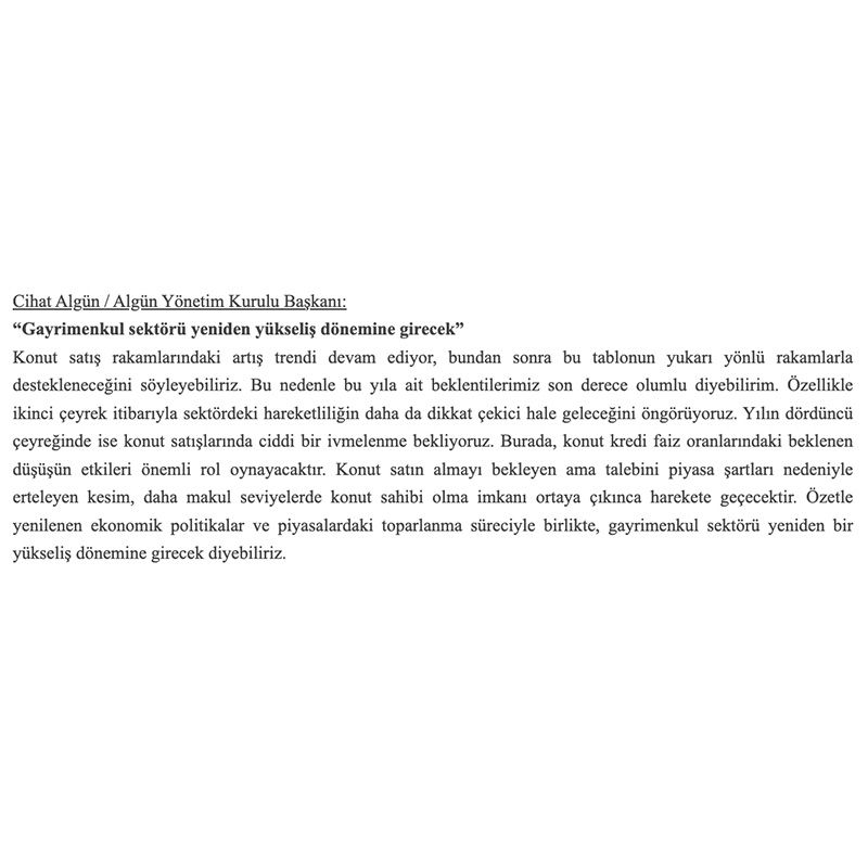 Gayrimenkul Sektörü Yeniden Yükseliş Dönemine Girecek