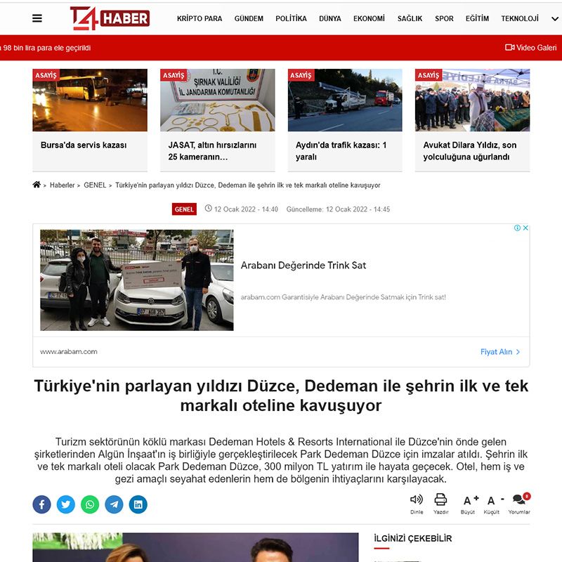 Türkiye'nin parlayan yıldızı Düzce, Dedeman ile şehrin ilk ve tek markalı oteline kavuşuyor 