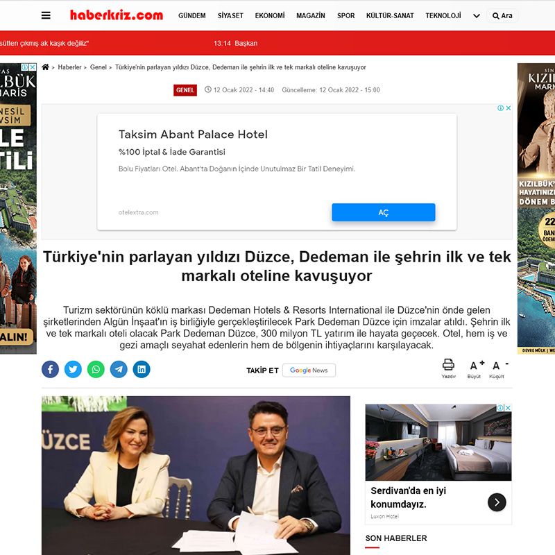Türkiye'nin parlayan yıldızı Düzce, Dedeman ile şehrin ilk ve tek markalı oteline kavuşuyor 