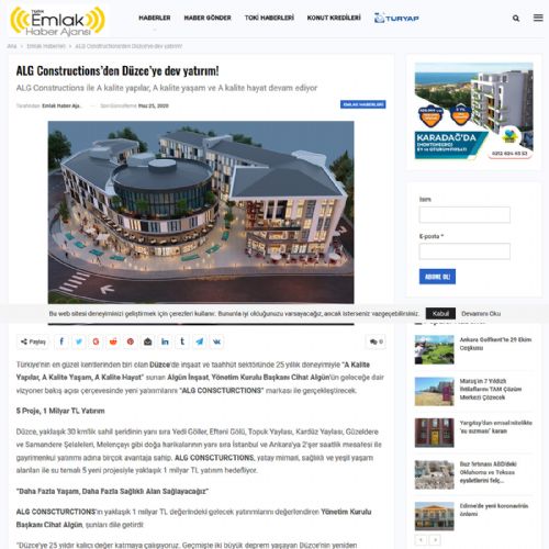 ALG Constructions’den Düzce’ye dev yatırım!