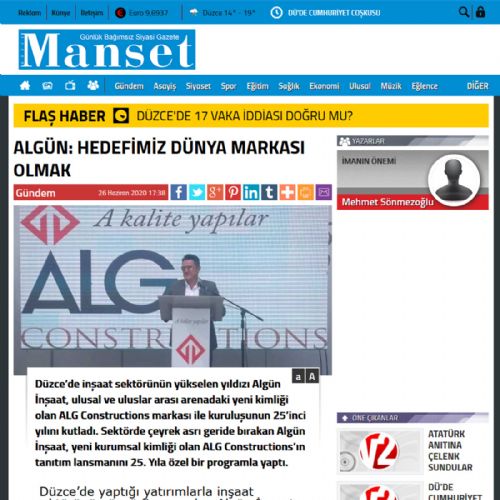 ALGÜN: HEDEFİMİZ DÜNYA MARKASI OLMAK