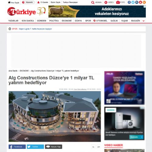 Alg Constructions Düzce’ye 1 milyar TL yatırım hedefliyor