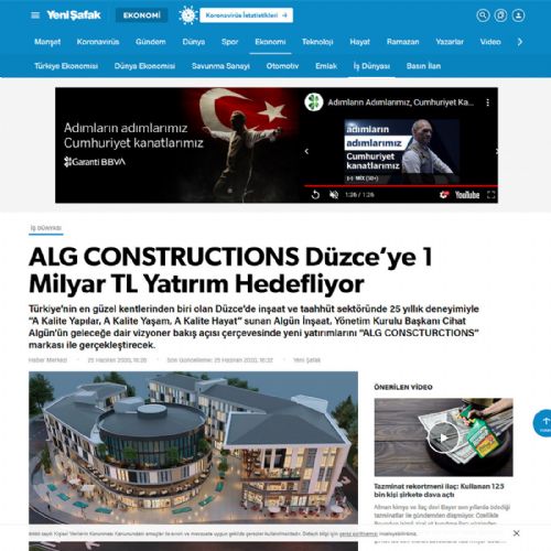 ALG CONSTRUCTIONS Düzce’ye 1 Milyar TL Yatırım Hedefliyor