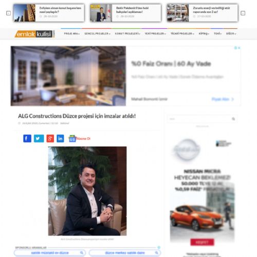 ALG CONSTRUCTIONS’tan Düzce’ye 1 milyon TL’lik yatırım!