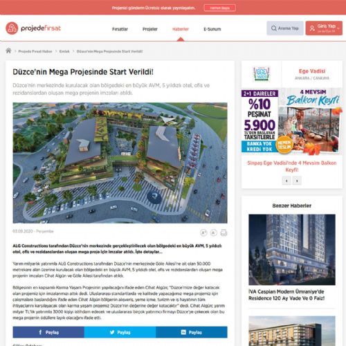 Düzce’nin Mega Projesinde Start Verildi!