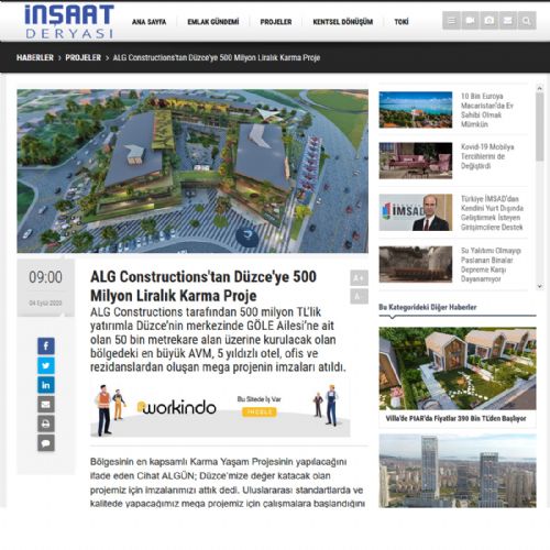 ALG Constructions’tan Düzce’ye 500 Milyon Liralık Karma Proje