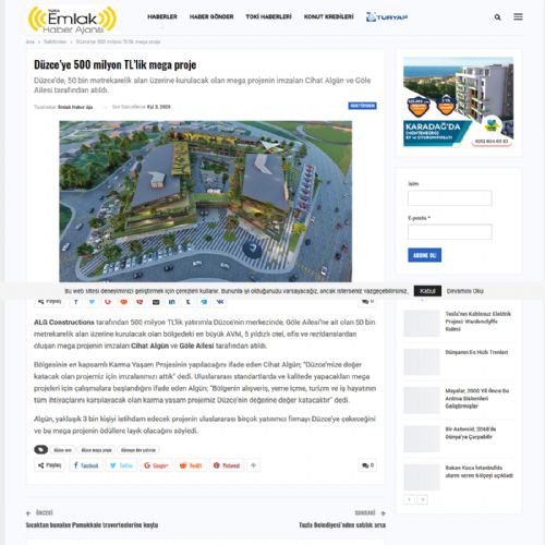 Düzce’ye 500 milyon TL’lik mega proje