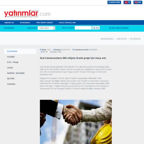 ALG Constructions 500 milyon liralık proje için imza attı
