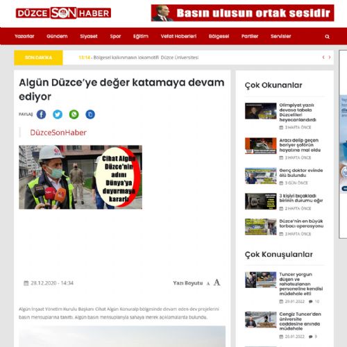 Algün Düzce’ye değer katmaya devam ediyor