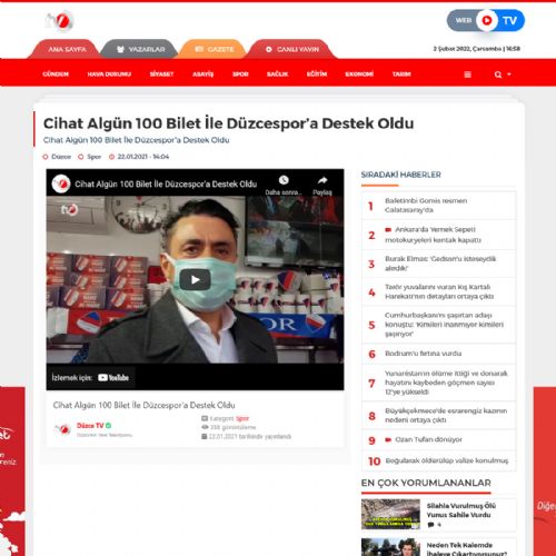 Cihat ALGÜN 100 Bilet İle Düzcespor’a Destek Oldu