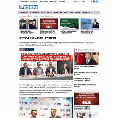 DÜZCE’YE 750 MİLYONLUK YATIRIM