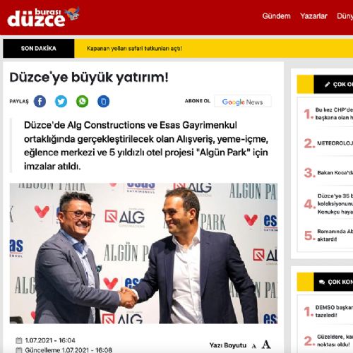 DÜZCE’YE BÜYÜK YATIRIM!