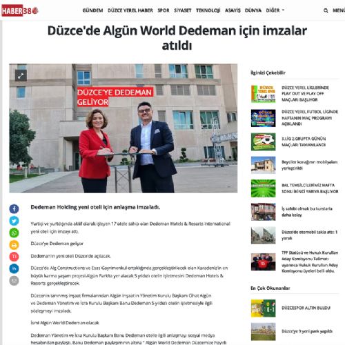 Düzce’de Algün World Dedeman için imzalar atıldı