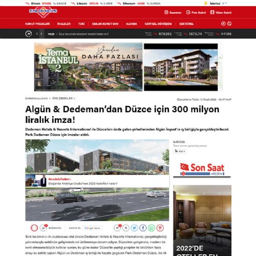 Algün & Dedeman’dan Düzce için 300 milyon liralık imza!