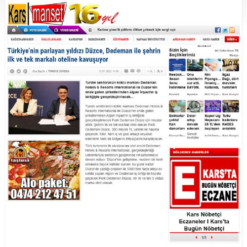 Türkiye’nin parlayan yıldızı Düzce, Dedeman ile şehrin ilk ve tek markalı oteline kavuşuyor