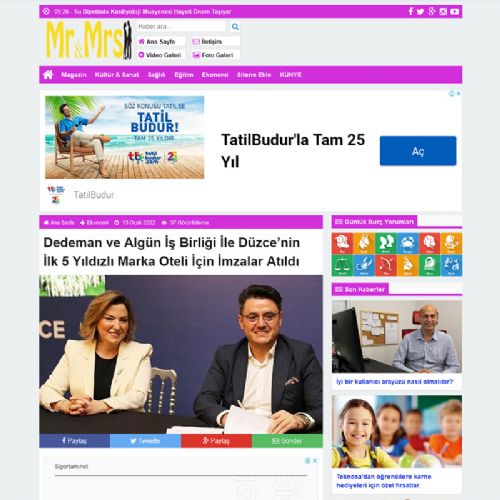 Dedeman ve Algün İş Birliği İle Düzce’nin İlk 5 Yıldızlı Marka Oteli İçin İmzalar Atıldı