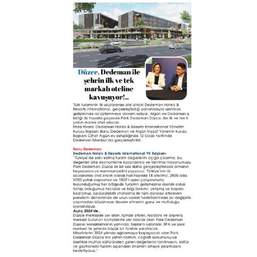 DÜZCE, DEDEMAN İLE ŞEHRİN İLK VE TEK MARKALI OTELİNE KAVUŞUYOR!…
