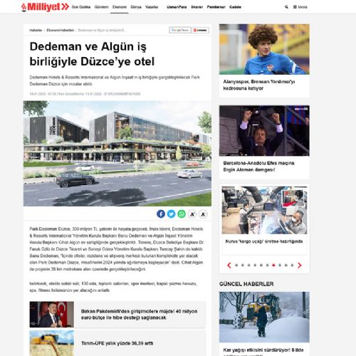 Dedeman ve Algün iş birliğiyle Düzce’ye otel