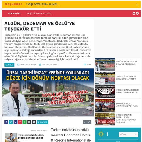 ALGÜN, DEDEMAN VE ÖZLÜ’YE TEŞEKKÜR ETTİ