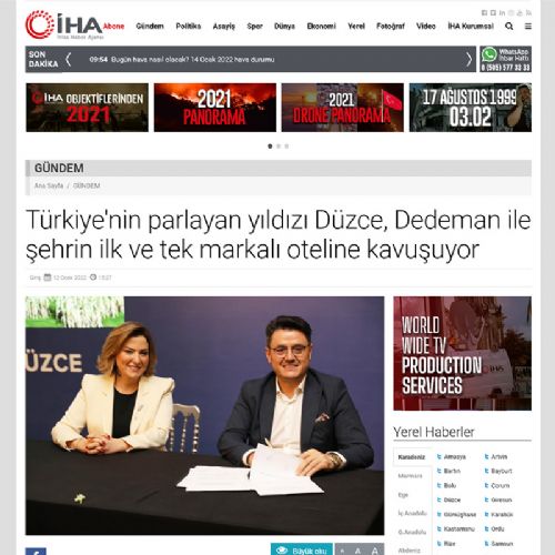 Türkiye’nin parlayan yıldızı Düzce, Dedeman ile şehrin ilk ve tek markalı oteline kavuşuyor