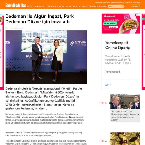 Türkiye’nin parlayan yıldızı Düzce, Dedeman ile şehrin ilk ve tek markalı oteline kavuşuyor