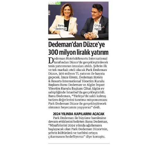 DEDEMAN’DAN DÜZCE’YE 300 MİLYON LİRALIK YATIRIM