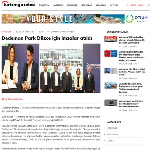 Dedeman Park Düzce için imzalar atıldı