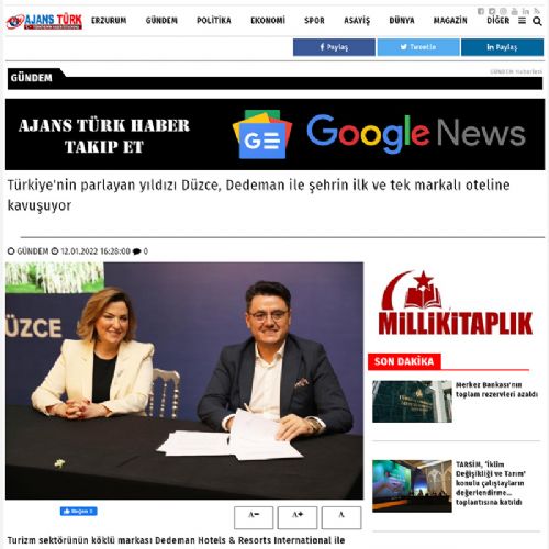 ALGÜN & DEDEMAN İŞ BİRLİĞİ İLE DÜZCE’NİN İLK 5 YILDIZLI MARKA OTELİ İÇİN İMZALAR ATILDI
