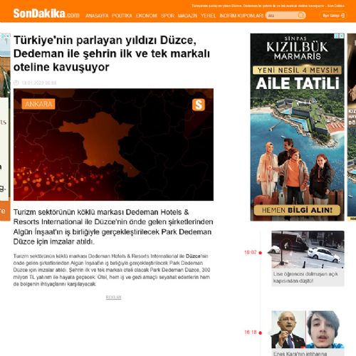 Dedeman ile Algün İnşaat, Park Dedeman Düzce için imza attı