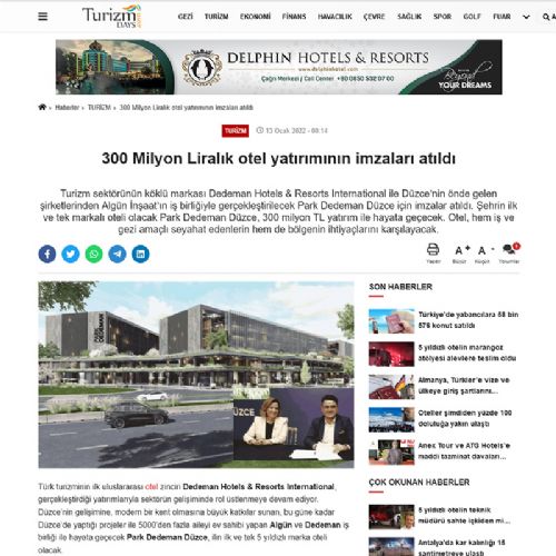 300 Milyon Liralık otel yatırımının imzaları atıldı