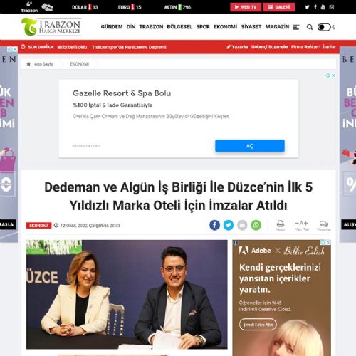 Dedeman ve Algün İş Birliği İle Düzce’nin İlk 5 Yıldızlı Marka Oteli İçin İmzalar Atıldı