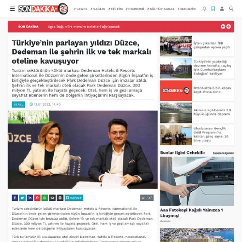 Türkiye’nin parlayan yıldızı Düzce, Dedeman ile şehrin ilk ve tek markalı oteline kavuşuyor
