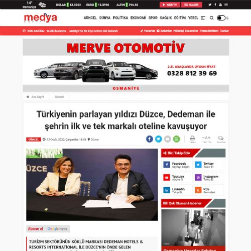 Türkiyenin parlayan yıldızı Düzce, Dedeman ile şehrin ilk ve tek markalı oteline kavuşuyor