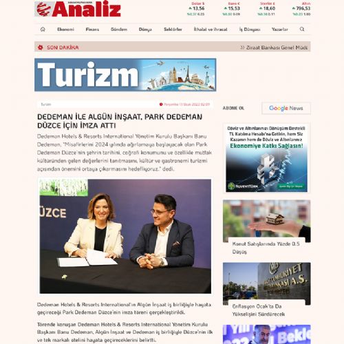 PARK DEDEMAN DÜZCE İÇİN 300 MİLYON TL