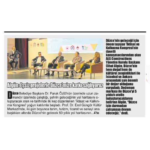 ALGÜN : EŞSİZ PROJELERLE DÜZCE’MİZE KATKI SAĞLIYORUZ