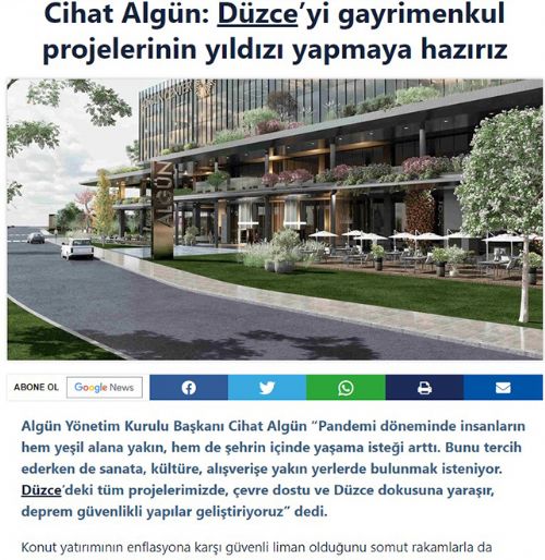 Cihat Algün: Düzce’yi gayrimenkul projelerinin yıldızı yapmaya hazırız