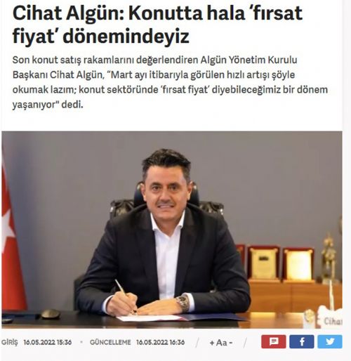 Cihat Algün: Konutta hala ‘fırsat fiyat’ dönemindeyiz