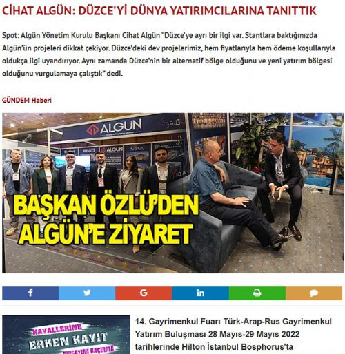 CİHAT ALGÜN: DÜZCE’Yİ DÜNYA YATIRIMCILARINA TANITTIK