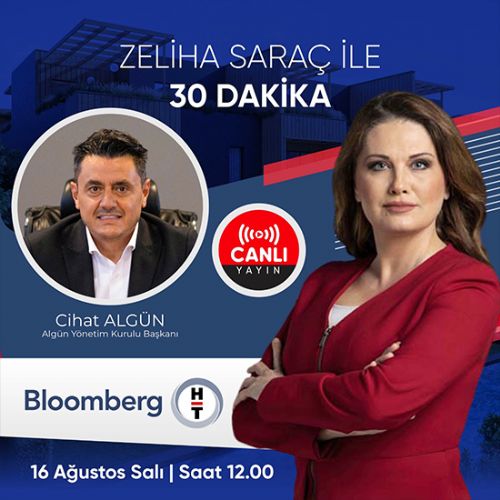 Algün Yönetim Kurulu Başkanımız Cihat Algün, Bloomberg HT’de konut sektörünü değerlendirdi.