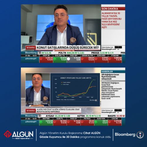 Algün Yönetim Kurulu Başkanımız Cihat Algün, Bloomberg HT’de konut satışlarını değerlendirdi.