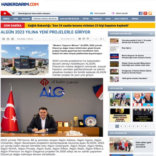 ALGÜN 2023 YILINA YENİ PROJELERLE GİRİYOR