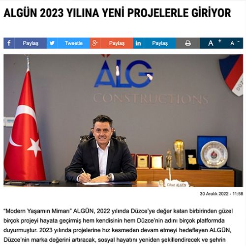 ALGÜN 2023 YILINA YENİ PROJELERLE GİRİYOR