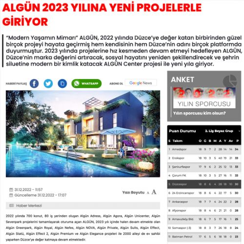 ALGÜN 2023 YILINA YENİ PROJELERLE GİRİYOR