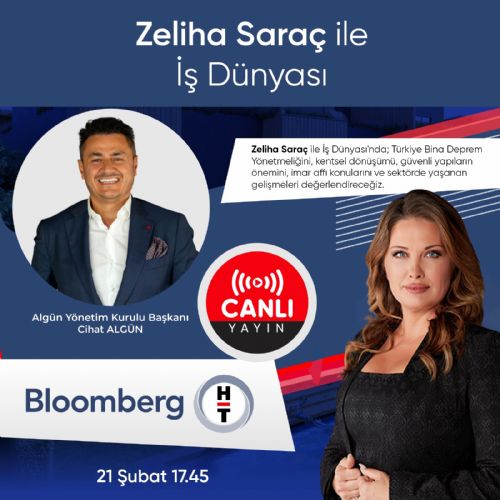 Algün Yönetim Kurulu Başkanımız Cihat Algün, Bloomberg HT’de konut sektörünü değerlendirdi.