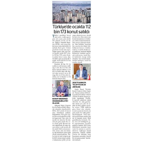 TÜRKİYE’DE OCAKTA 112 BİN 173 KONUT SATILDI