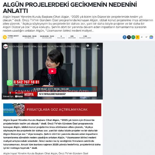 ALGÜN PROJELERDEKİ GECİKMENİN NEDENİNİ ANLATTI