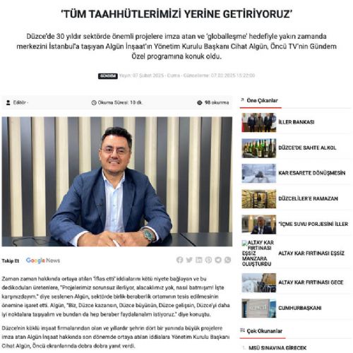 ‘TÜM TAAHHÜTLERİMİZİ  YERİNE GETİRİYORUZ’