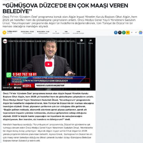 “GÜMÜŞOVA DÜZCE’DE EN ÇOK MAAŞI VEREN BELEDİYE”