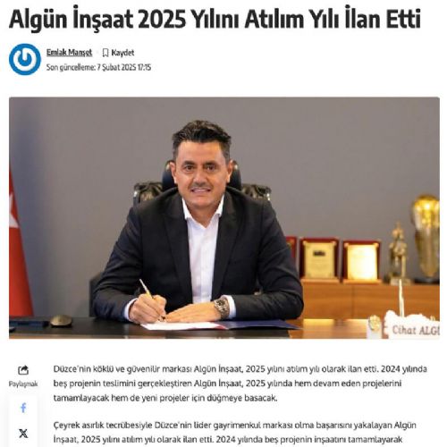 ALGÜN İNŞAAT 2025 YILINI ATILIM YILI İLAN ETTİ